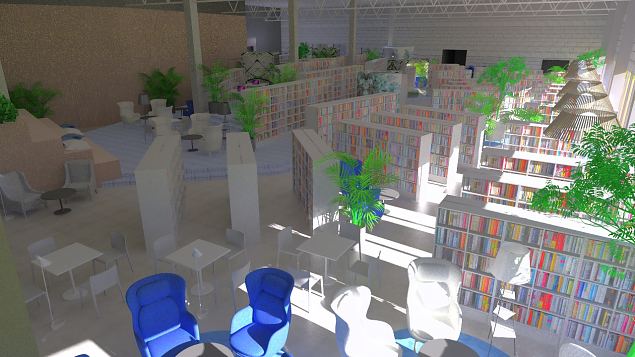 Raamatukogu 3D pildid Viimsi Marketi I ja II korrusel